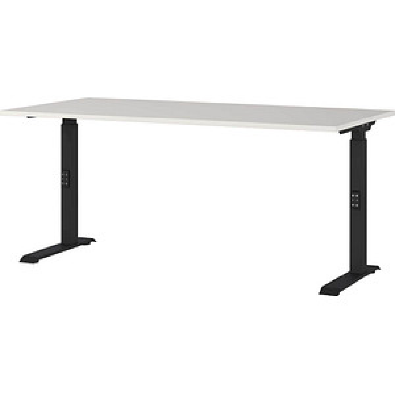 GERMANIA DOWNEY höhenverstellbarer Schreibtisch lichtgrau rechteckig, C-Fuß-Gestell schwarz 160,0 x 80,0 cm – Bild 1 von 4