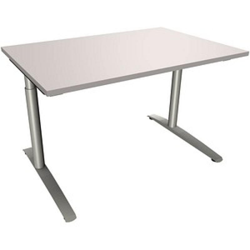 fm fastline höhenverstellbarer Schreibtisch lichtgrau rechteckig, C-Fuß-Gestell Rundrohr silber 120,0 x 80,0 cm – Bild 1 von 2