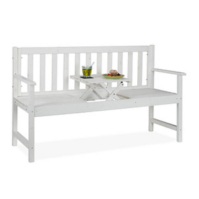 relaxdays Gartenbank 10038652_0 weiß Holz 152,0 cm – Bild 1 von 10