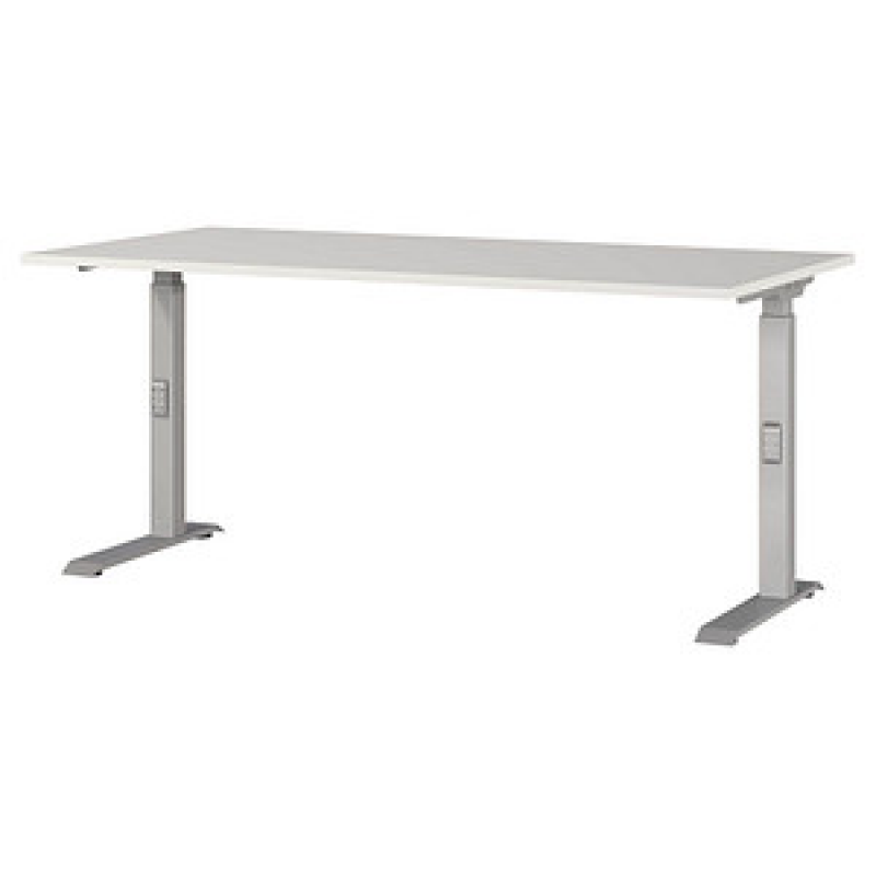 GERMANIA DOWNEY höhenverstellbarer Schreibtisch lichtgrau rechteckig, C-Fuß-Gestell silber 160,0 x 80,0 cm – Bild 1 von 4