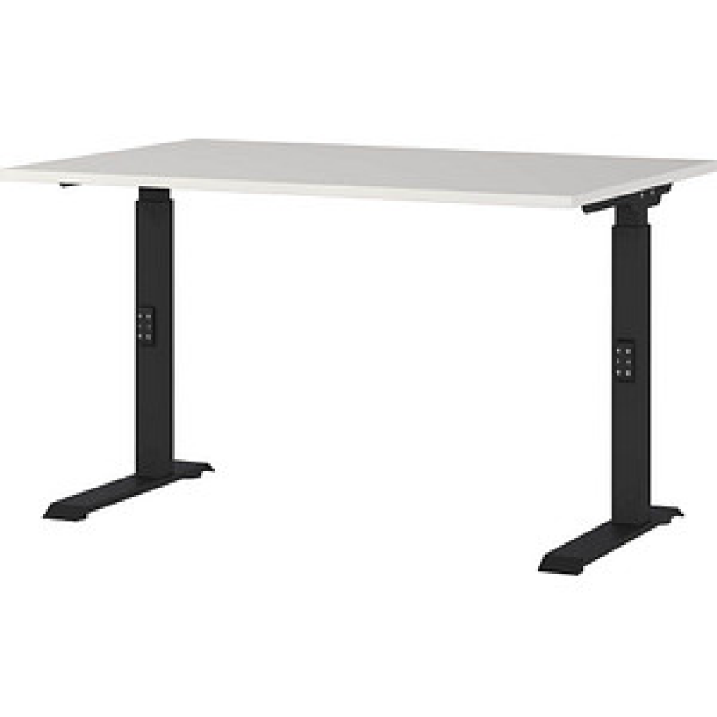 GERMANIA DOWNEY höhenverstellbarer Schreibtisch lichtgrau rechteckig, C-Fuß-Gestell schwarz 120,0 x 80,0 cm – Bild 1 von 4
