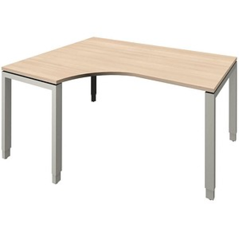 fm Sidney höhenverstellbarer Schreibtisch akazie Bogenform, 4-Fuß-Gestell Quadratrohr silber 160,0 x 80,0 cm – Bild 1 von 2