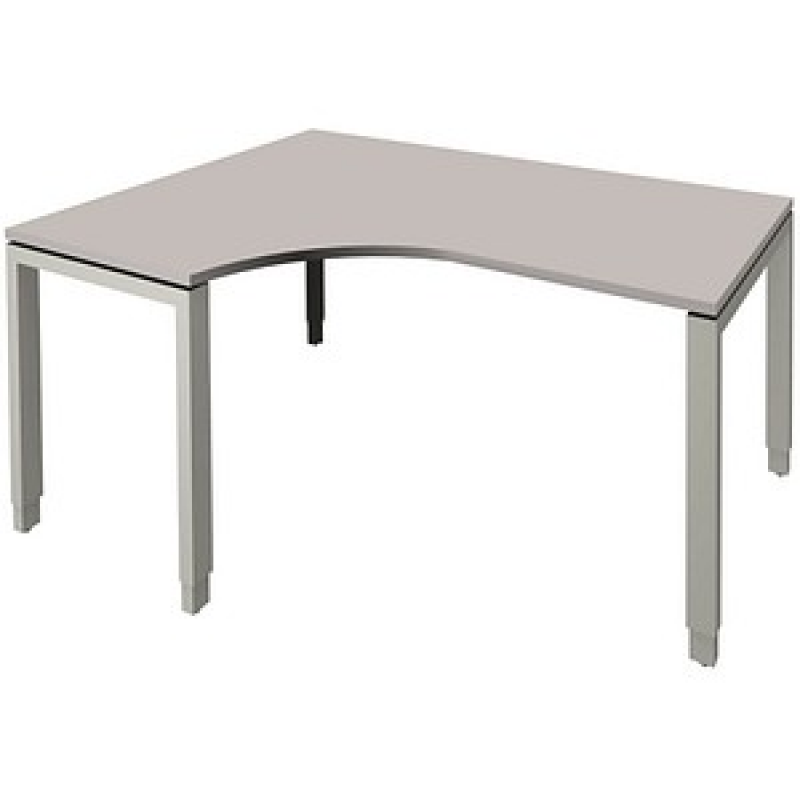 fm Sidney höhenverstellbarer Schreibtisch lichtgrau Bogenform, 4-Fuß-Gestell Quadratrohr silber 160,0 x 80,0 cm – Bild 1 von 2