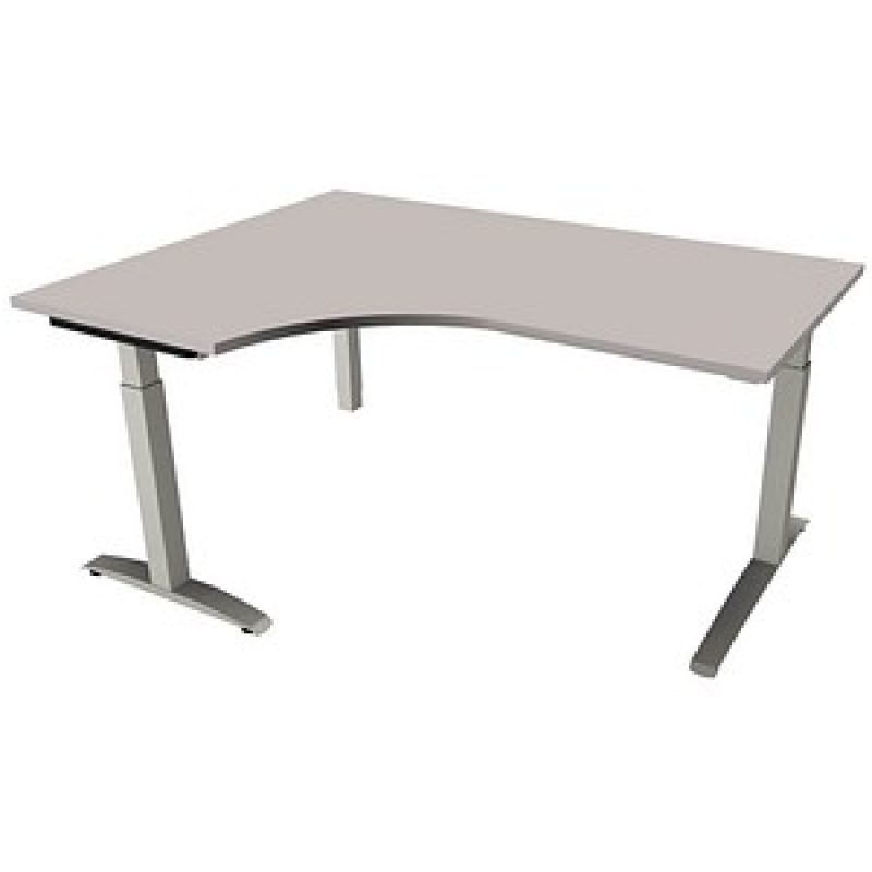 fm Sidney höhenverstellbarer Schreibtisch lichtgrau Bogenform, C-Fuß-Gestell Quadratrohr silber 160,0 x 80,0 cm – Bild 1 von 2