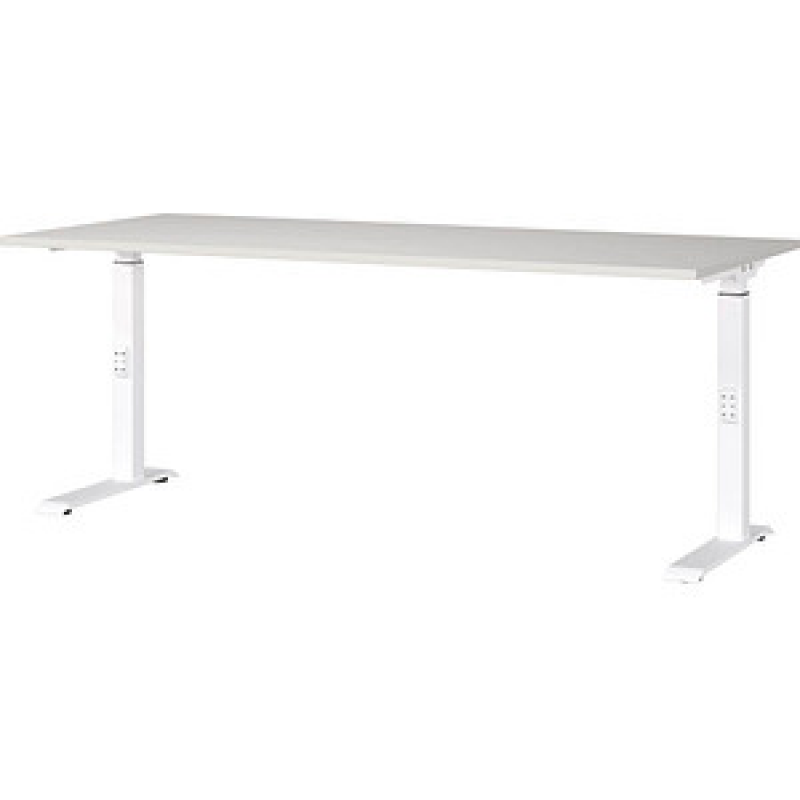 GERMANIA DOWNEY höhenverstellbarer Schreibtisch lichtgrau rechteckig, C-Fuß-Gestell weiß 180,0 x 80,0 cm – Bild 1 von 4
