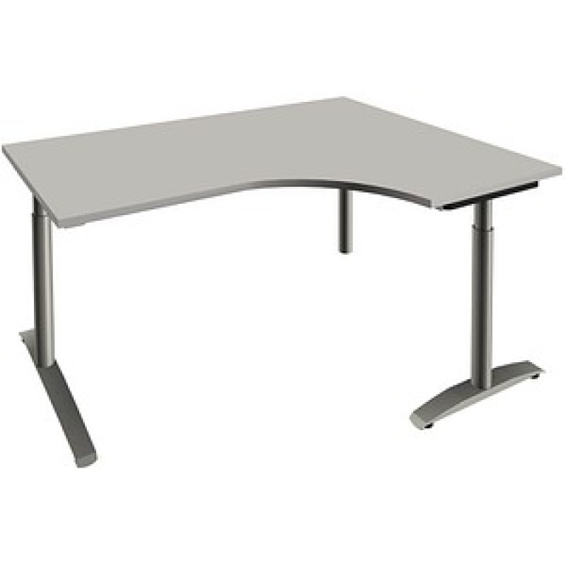 fm Sidney höhenverstellbarer Schreibtisch lichtgrau Bogenform, C-Fuß-Gestell Rundrohr silber 160,0 x 80,0 cm – Bild 1 von 2