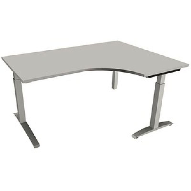 fm Sidney höhenverstellbarer Schreibtisch lichtgrau Bogenform, C-Fuß-Gestell Quadratrohr silber 160,0 x 80,0 cm – Bild 1 von 2