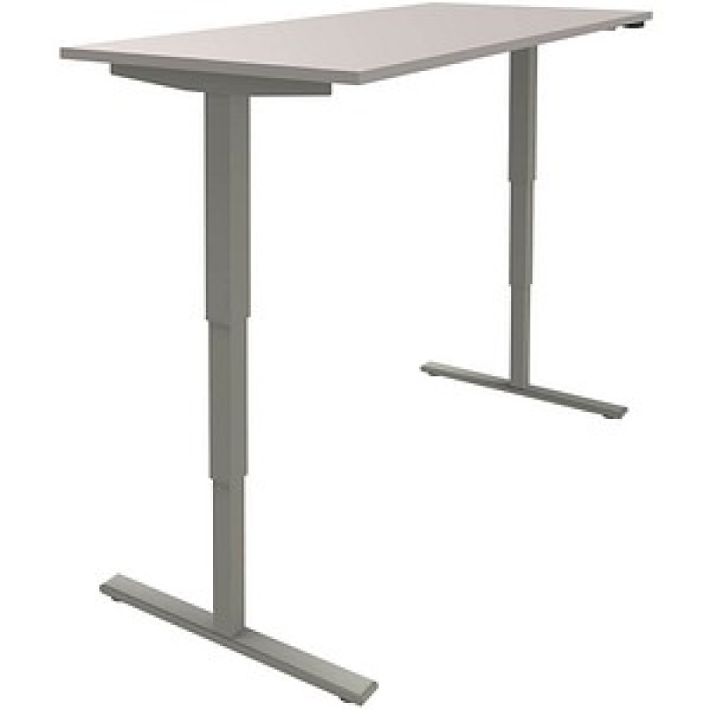 fm Sidney elektrisch höhenverstellbarer Schreibtisch lichtgrau rechteckig, T-Fuß-Gestell silber 180,0 x 80,0 cm – Bild 1 von 3
