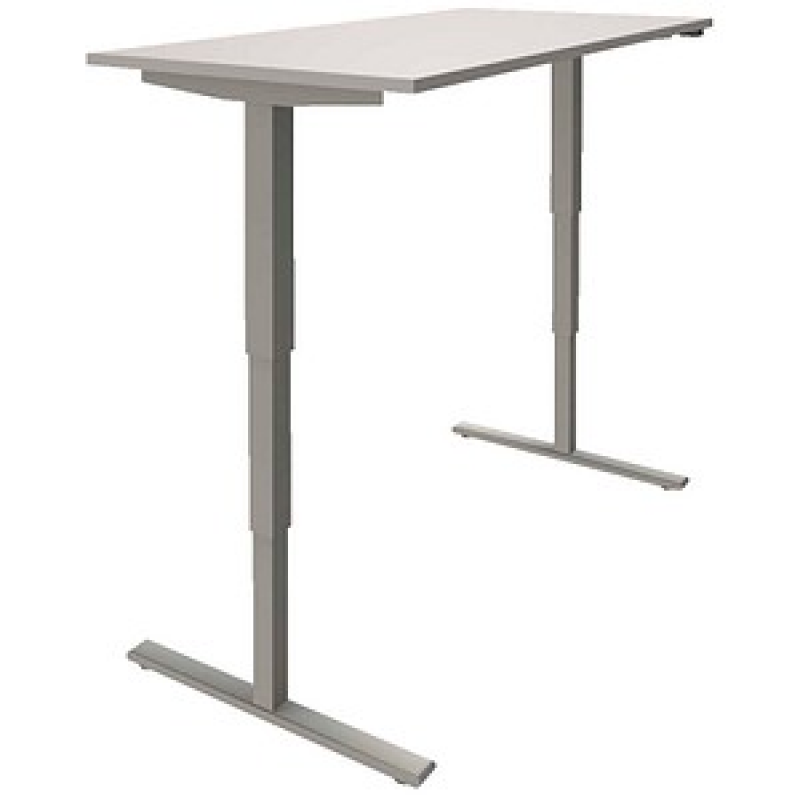 fm Sidney elektrisch höhenverstellbarer Schreibtisch lichtgrau rechteckig, T-Fuß-Gestell silber 160,0 x 80,0 cm – Bild 1 von 3