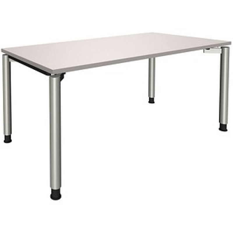 fm Sidney höhenverstellbarer Schreibtisch lichtgrau rechteckig, 4-Fuß-Gestell Rundrohr silber 160,0 x 80,0 cm – Bild 1 von 2
