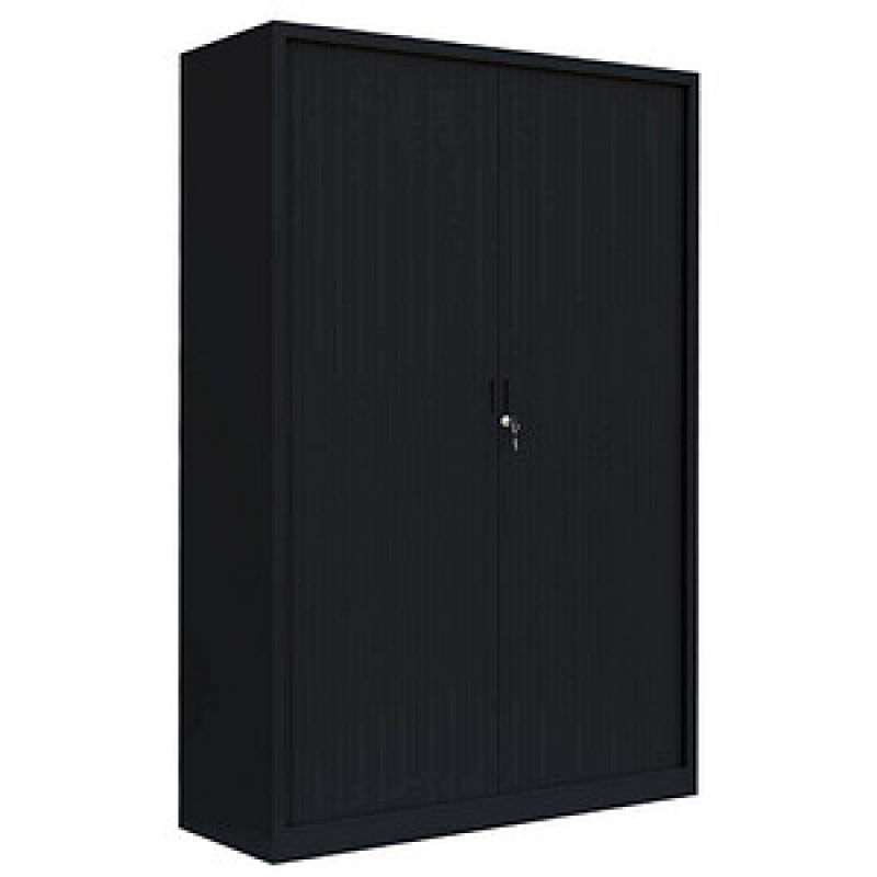 LÜLLMANN Schiebetürenschrank, 555169 tiefschwarz 4 Fachböden 120,0 x 45,7 x 195,0 cm – Bild 1 von 3