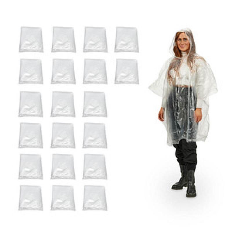 relaxdays unisex Einweg-Regenponcho transparent Einheitsgröße 20 St. – Bild 1 von 9