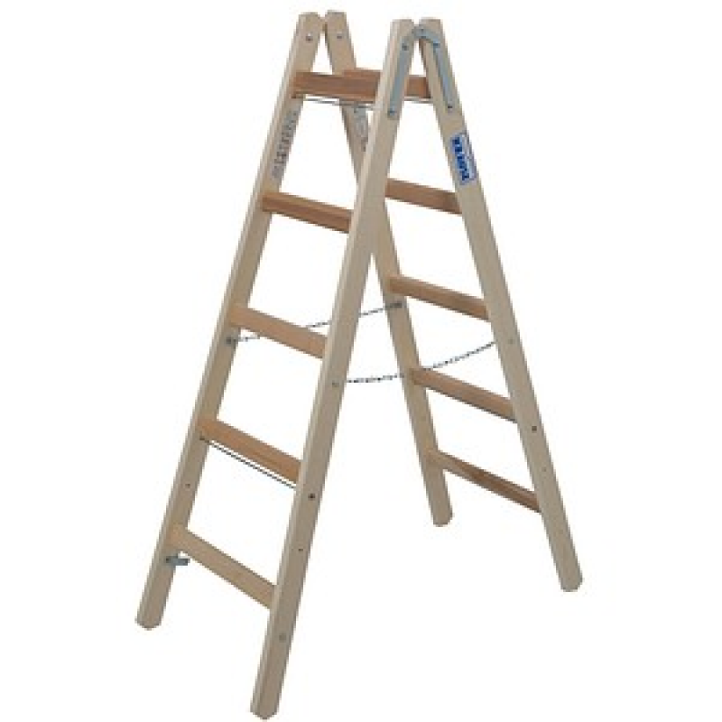 KRAUSE Stehleiter beidseitig STABILO natur 2x 5 Sprossen, H: 147,0 cm – Bild 1 von 3