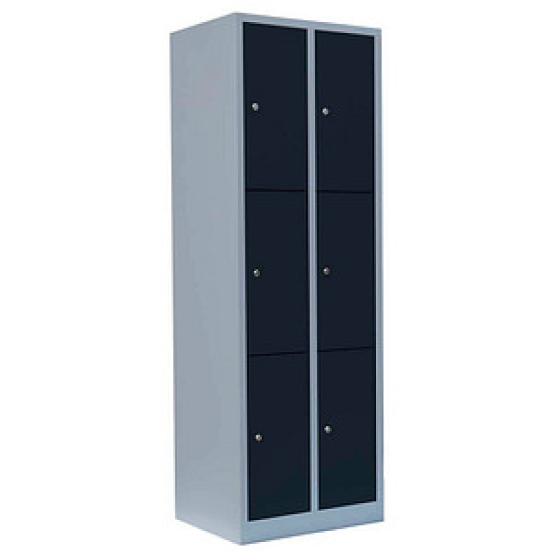 LÜLLMANN Schließfachschrank anthrazit, lichtgrau 520328, 6 Schließfächer 60,0 x 50,0 x 180,0 cm – Bild 1 von 6