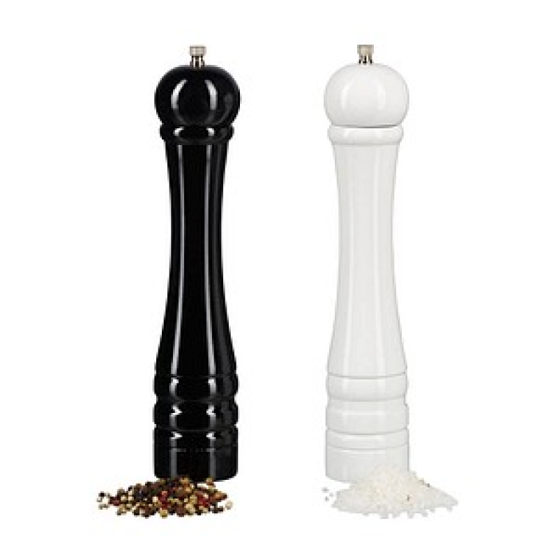 relaxdays Salz- und Pfeffermühlen-Set weiß/schwarz Höhe: 30,0 cm 2-tlg., 2 St. – Bild 1 von 9