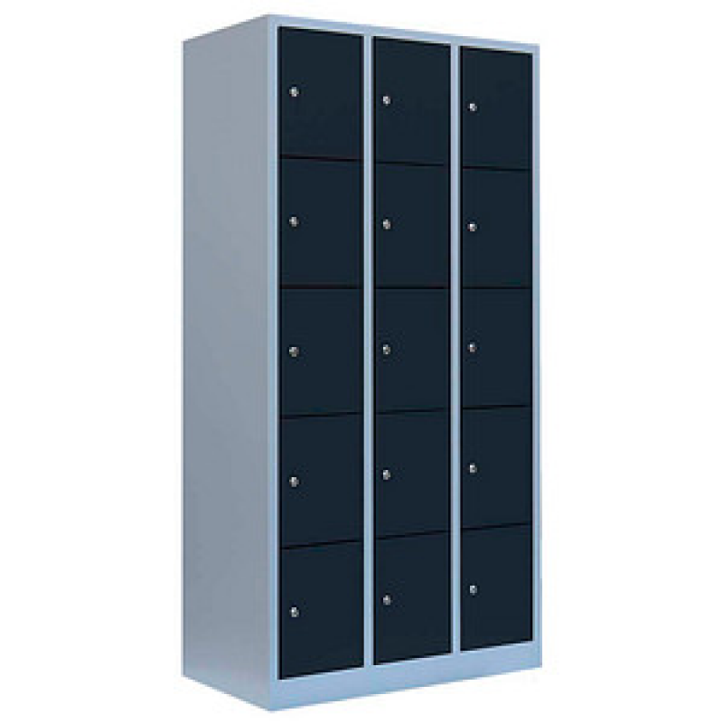 LÜLLMANN Schließfachschrank anthrazit, lichtgrau 520538, 15 Schließfächer 88,5 x 50,0 x 180,0 cm – Bild 1 von 5