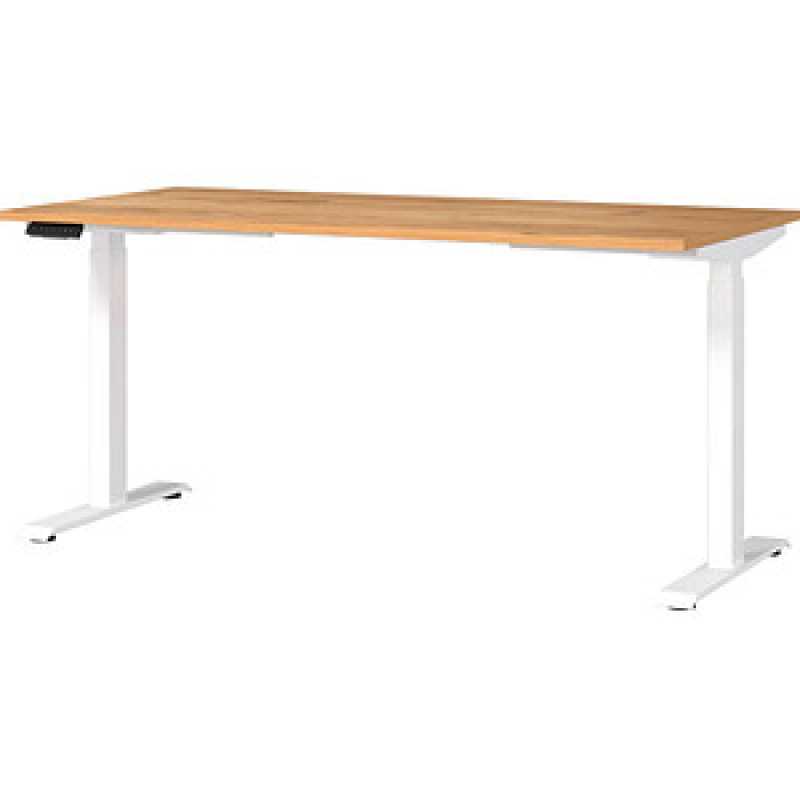 GERMANIA JET höhenverstellbarer Schreibtisch navarra-eiche rechteckig, T-Fuß-Gestell weiß 160,0 x 80,0 cm – Bild 1 von 6