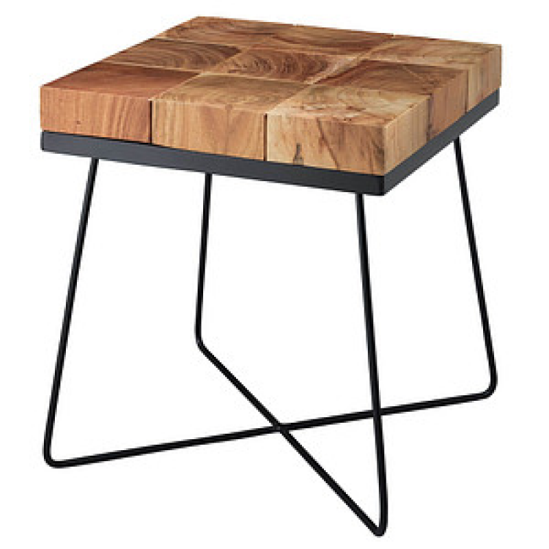 WOHNLING Beistelltisch quadratisch Massivholz akazie 45,0 x 45,0 x 51,0 cm, 1 St. – Bild 1 von 6