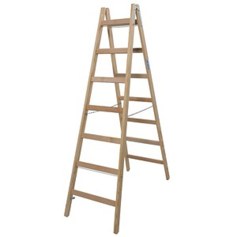 KRAUSE Stehleiter beidseitig STABILO natur 2x 7 Sprossen, H: 212,0 cm – Bild 1 von 2