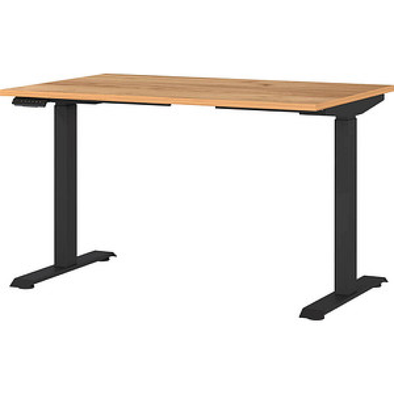 GERMANIA JET höhenverstellbarer Schreibtisch navarra-eiche rechteckig, T-Fuß-Gestell schwarz 120,0 x 80,0 cm – Bild 1 von 6