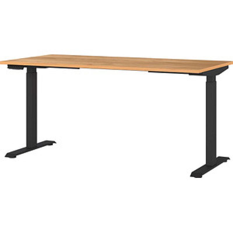 GERMANIA JET höhenverstellbarer Schreibtisch navarra-eiche rechteckig, T-Fuß-Gestell schwarz 160,0 x 80,0 cm – Bild 1 von 6