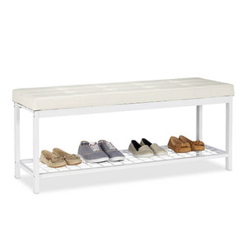 relaxdays Schuhbank 10023311_49 weiß Metall 115,0 cm – Bild 1 von 8