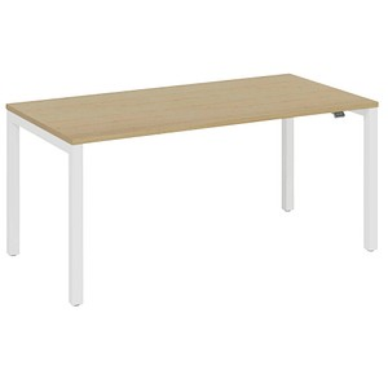 fm Catro Schreibtisch akazie, verkehrsweiß rechteckig, 4-Fuß-Gestell weiß 160,0 x 80,0 cm – Bild 1 von 4