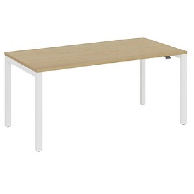 fm Catro Schreibtisch akazie, verkehrsweiß rechteckig, 4-Fuß-Gestell weiß 180,0 x 80,0 cm – Bild 1 von 4