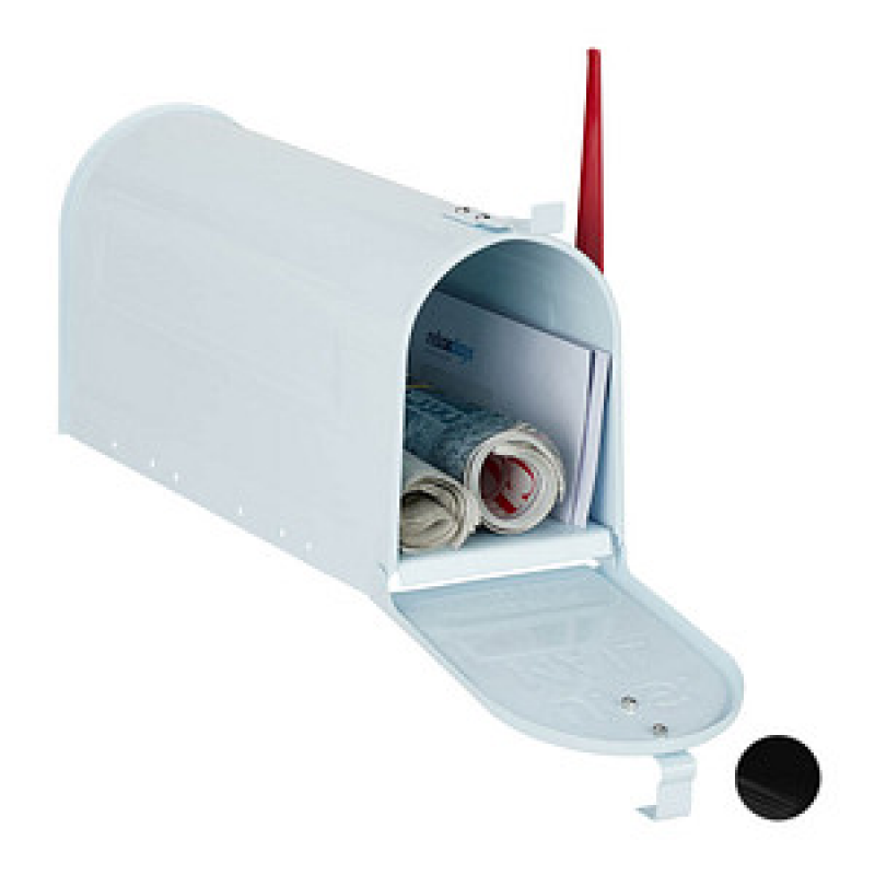 relaxdays Zeitungsrolle US Mail 10028065_49 weiß mit Zeitungsfach – Bild 1 von 9