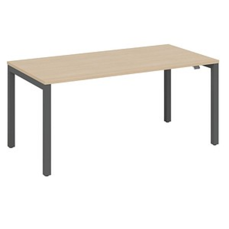 fm Catro Schreibtisch ahorn, anthrazit metallic rechteckig, 4-Fuß-Gestell grau 140,0 x 80,0 cm – Bild 1 von 4
