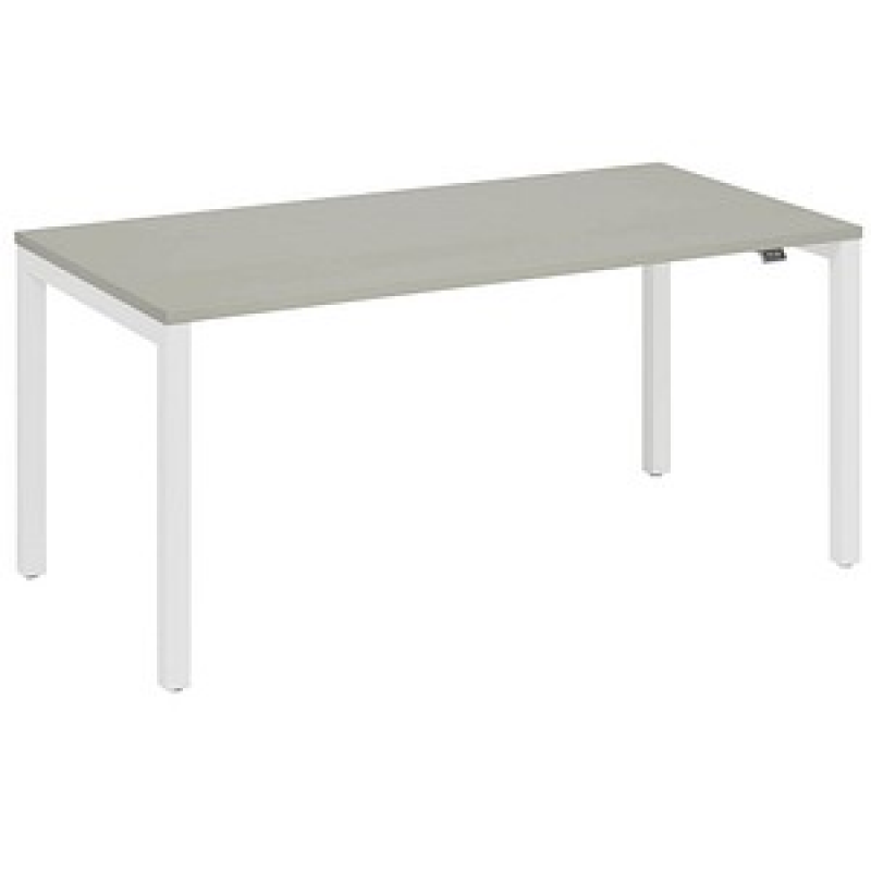 fm Catro Schreibtisch lichtgrau, verkehrsweiß rechteckig, 4-Fuß-Gestell weiß 140,0 x 80,0 cm – Bild 1 von 4