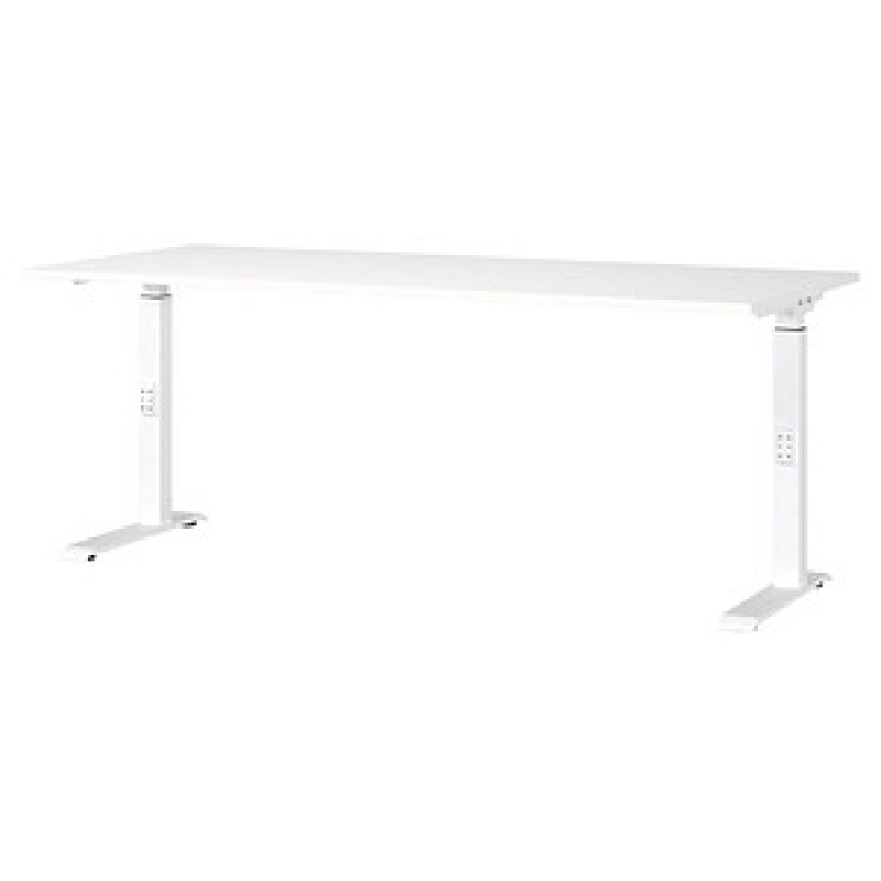 GERMANIA DOWNEY höhenverstellbarer Schreibtisch weiß rechteckig, C-Fuß-Gestell weiß 180,0 x 80,0 cm – Bild 1 von 7
