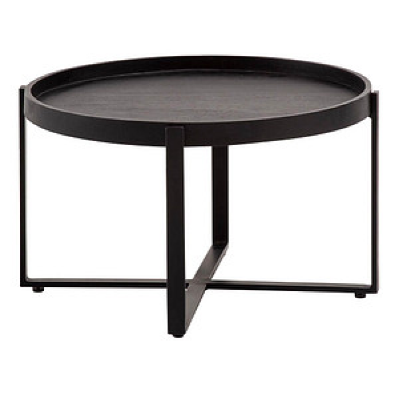 WOHNLING Couchtisch rund Massivholz schwarz 60,0 x 60,0 x 35,0 cm, 1 St. – Bild 1 von 6