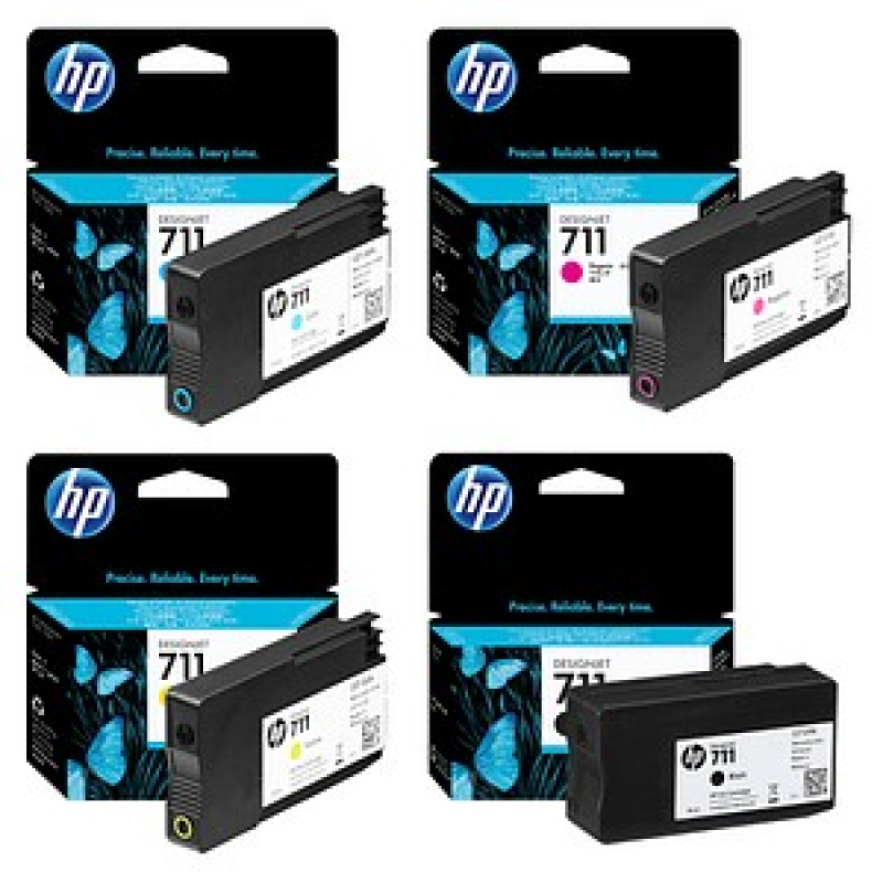 HP 711(CZ129A/CZ130A/CZ131A/CZ132A) schwarz, cyan, magenta, gelb Druckerpatronen, 4er-Set – Bild 1 von 9