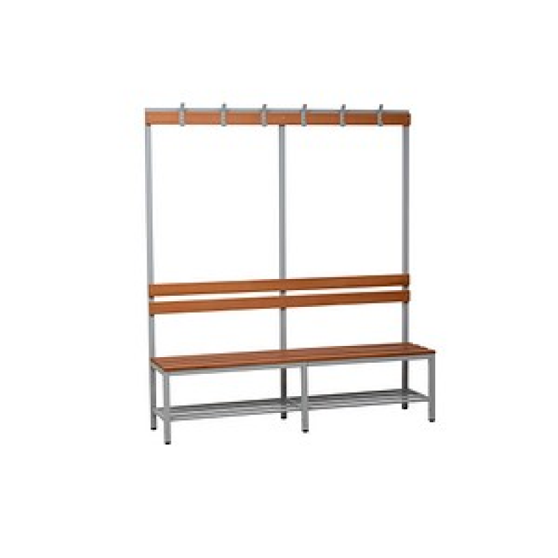 Gürkan Garderobenbank mit Haken und Schuhrost 107344 grau, buche Holz 160,0 cm – Bild 1 von 4