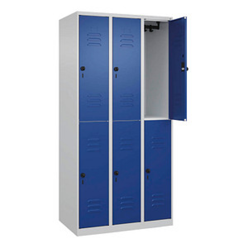 CP Spind Classic Plus lichtgrau, enzianblau 080300-30 S10003, 6 Schließfächer 90,0 x 50,0 x 185,0 cm – Bild 1 von 5