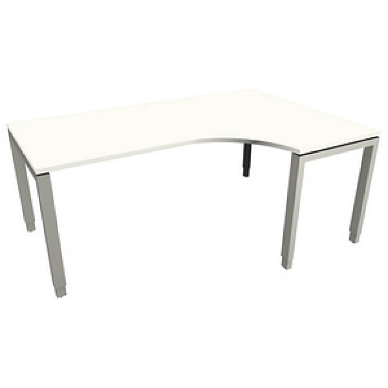 fm Sidney höhenverstellbarer Schreibtisch weiß C-Form, Bügel-Gestell silber 180,0 x 80,0/120,0 cm – Bild 1 von 2