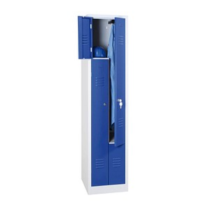 Gürkan Z-Spind lichtgrau, blau 106552, 2 Schließfächer 40,0 x 50,0 x 180,0 cm – Bild 1 von 5