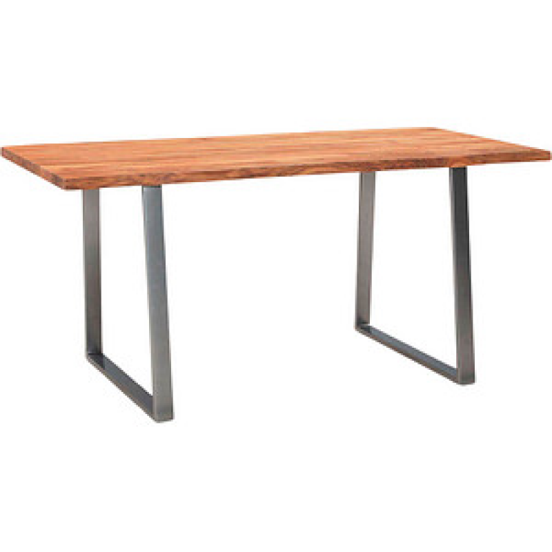 WOHNLING Schreibtisch akazie rechteckig, Trapez-Gestell silber 200,0 x 100,0 cm – Bild 1 von 5