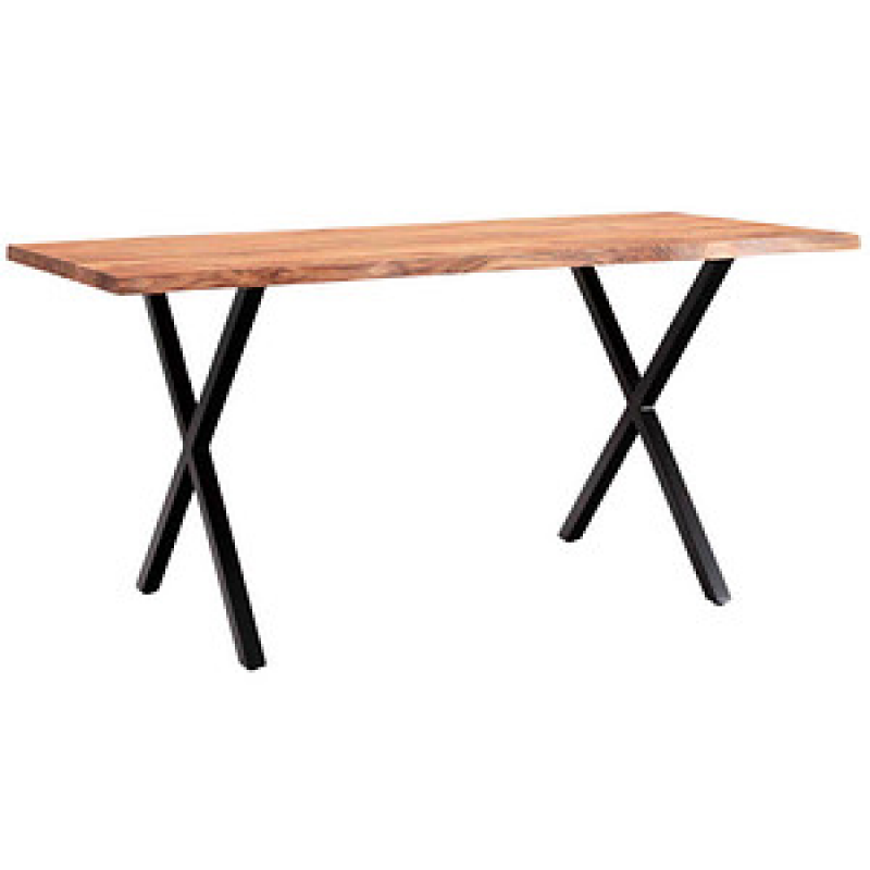 WOHNLING Schreibtisch akazie rechteckig, X-Fuß-Gestell schwarz 140,0 x 80,0 cm – Bild 1 von 6