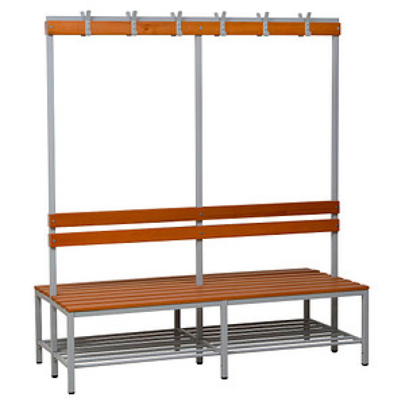 Gürkan Garderobenbank mit Haken und Schuhrost 107376 grau, buche Holz 200,0 cm – Bild 1 von 3