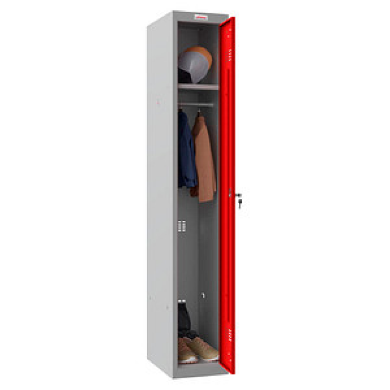 phoenix Spind Locker grau, rot PL1130GRK, 1 Schließfach 30,0 x 50,0 x 183,0 cm – Bild 1 von 9