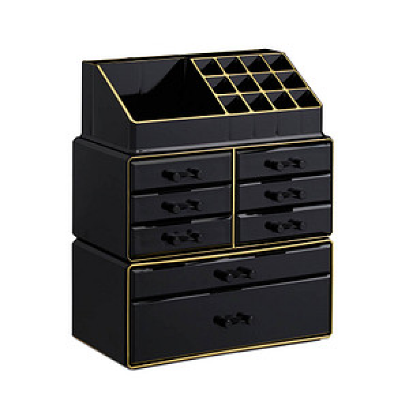 relaxdays Make-Up-Organizer schwarz/gold, 1 St. – Bild 1 von 9