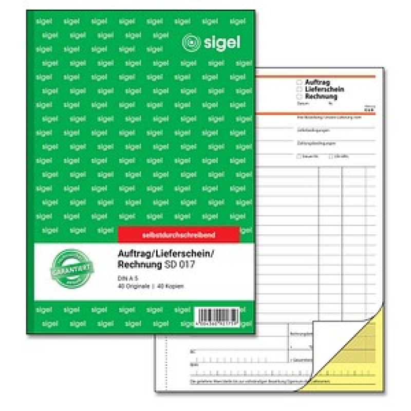 SIGEL Auftrag/Lieferscheine /Rechnungen Formularbuch SD017, 1 St. – Bild 1 von 7