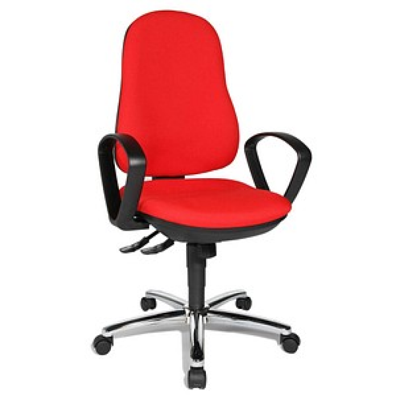 Topstar Bürostuhl Syncro Steel, 8929 G21 Stoff rot, Gestell chrom – Bild 1 von 4