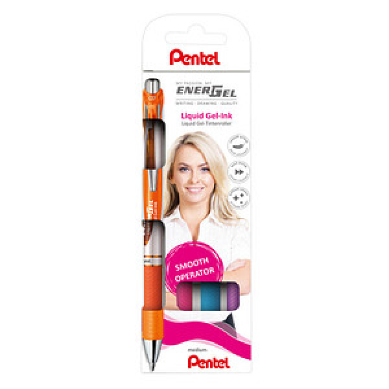 Pentel EnerGel BL77 Gelschreiber-Set orange, pink, hellblau, lila 0,35 mm, Schreibfarbe: farbsortiert, 4 St.