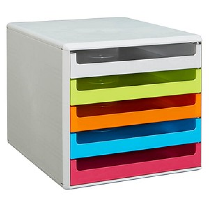 M&M Schubladenbox grau, grün, orange, blau, rot 30050967, DIN A4 mit 5 Schubladen, 1 St. – Bild 1 von 3