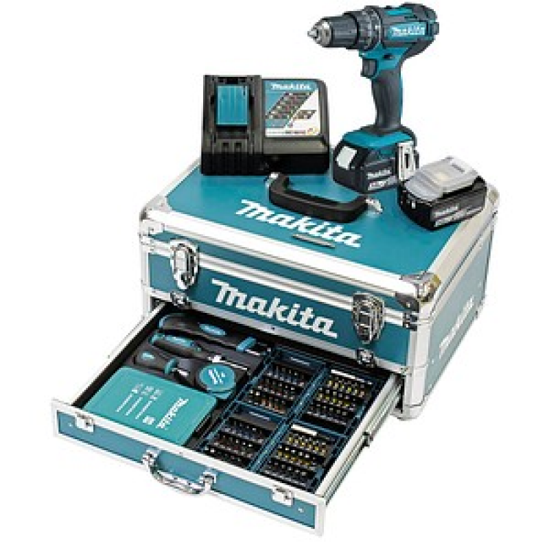 makita DHP482RFX9 Akku-Schlagbohrschrauber-Set 18,0 V, mit 2 Akkus – Bild 1 von 5