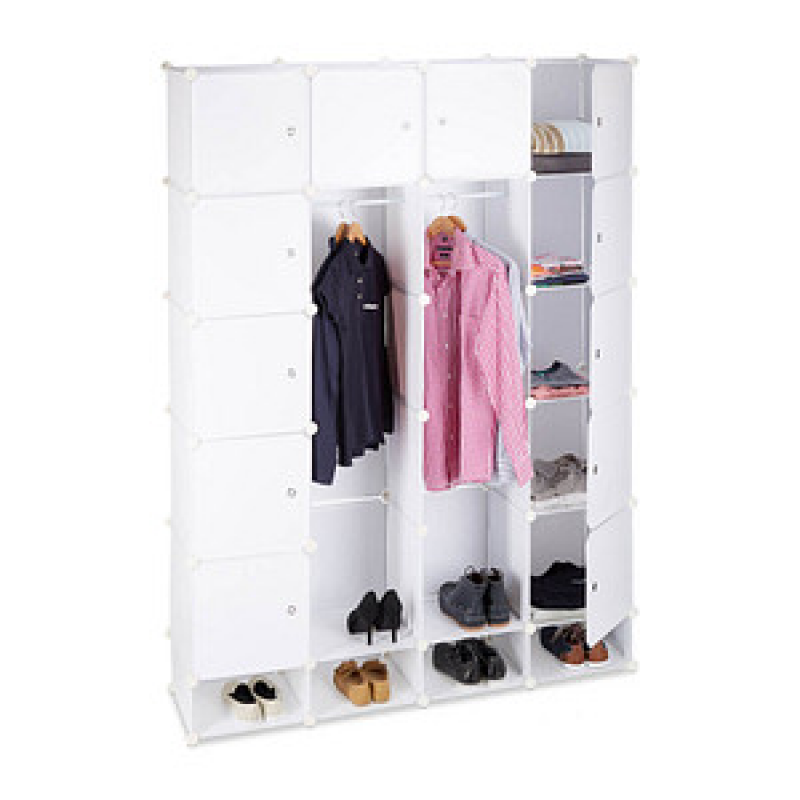 relaxdays Kleiderschrank, 10021977_49 weiß, transparent 145,0 x 36,5 x 198,0 cm, 1 St. – Bild 1 von 4