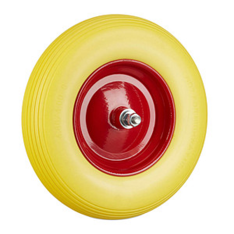 relaxdays Schubkarrenrad Vollgummi gelb Stahl Felgen, Achse 2,0 cm – Bild 1 von 8